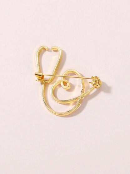 Red Stethoscope Heart Pin